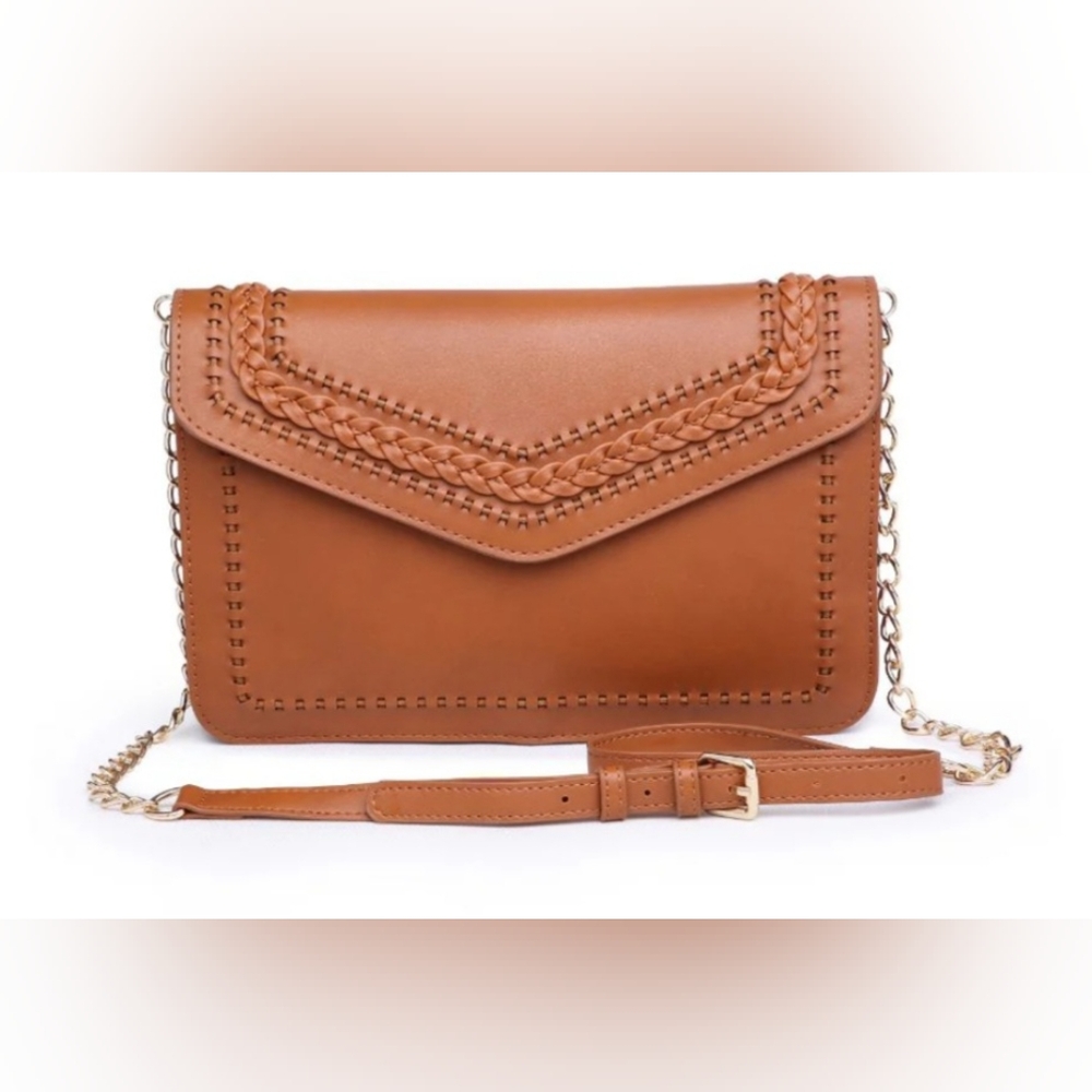 Moda Luxe Tan Crossbody Bag with Braided Detailing